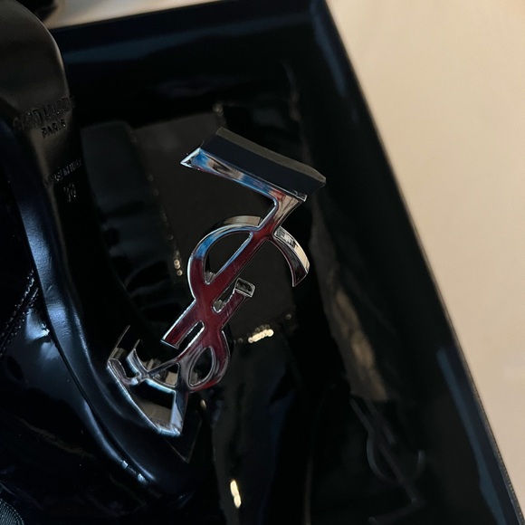 Saint Laurent Black Ankle Boots with Silver Heel - Picture 15 of 15